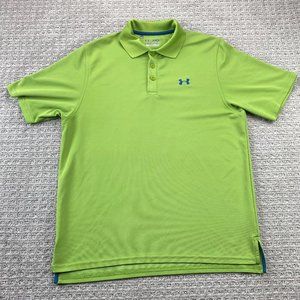 Under ARMOUR Golf Shirt Men Medium M Green Embroidered Logo - STAINS - READ